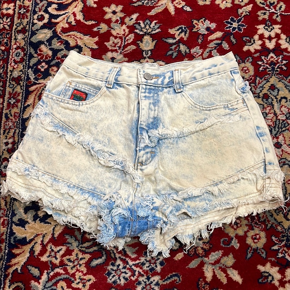 Vintage JouJou Acid Wash Denim Mini Shorts, Size 11/12